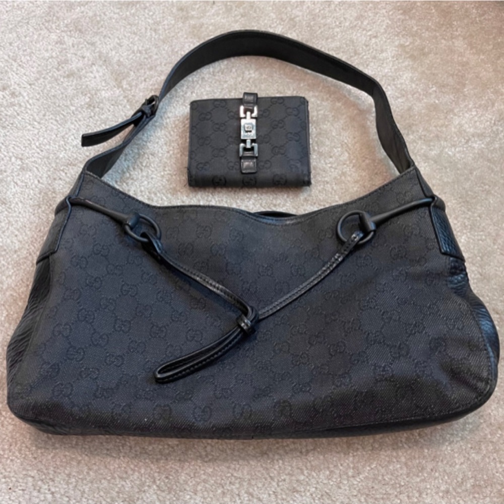 ✨Vintage Iconic GUCCI GG Monogram Horsebit Canvas Hobo Shoulder Bag - Picture 13 of 13